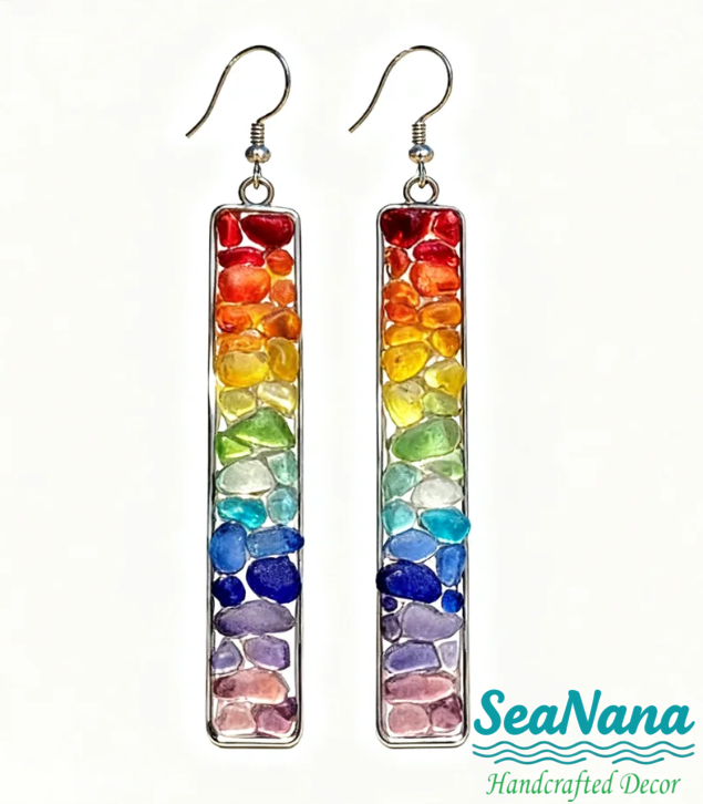 š Sea-Tumbled Rainbow BlingāāHand-CalibratedšļøOne-of-a-Kind Coastal Earrings